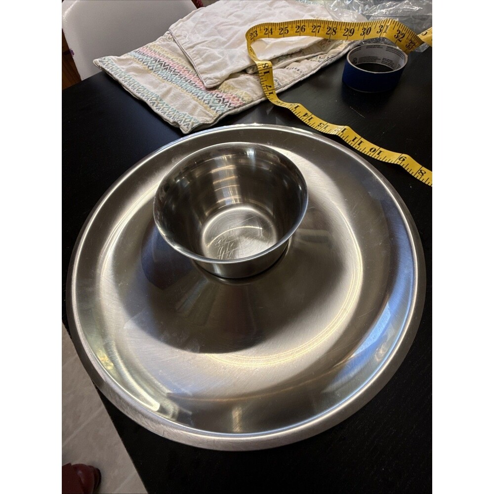 Cultura Sweden Stainless Steel Serving Tray & Dip Bowl Vintage